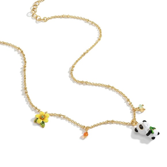 Juicy Grape Panda With Bamboo And Flower Enamel Charm Necklace - Picture 5 of 6